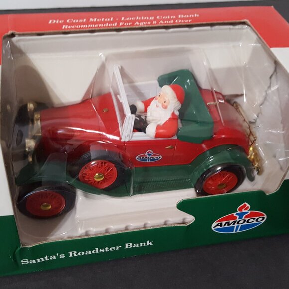NEW Vintage Amoco Santa 1929 FORD Model A Roadster Die cast Bank Christmas RARE - Picture 1 of 4